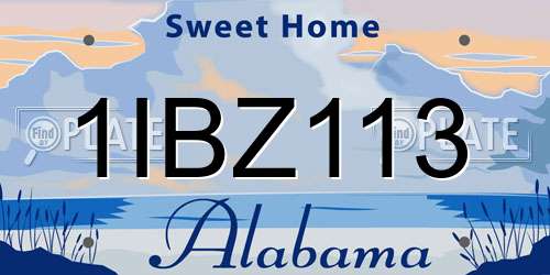 1IBZ113 Alabama License Plate