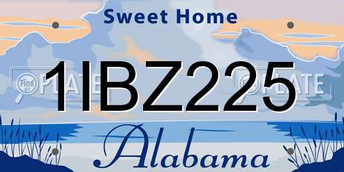 1IBZ225 Alabama License Plate