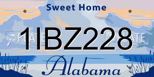 1IBZ228 Alabama License Plate