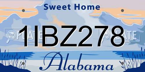 1IBZ278 Alabama License Plate