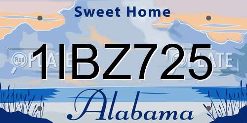 1IBZ725 Alabama License Plate