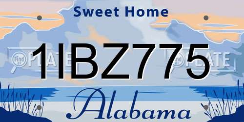 1IBZ775 Alabama License Plate