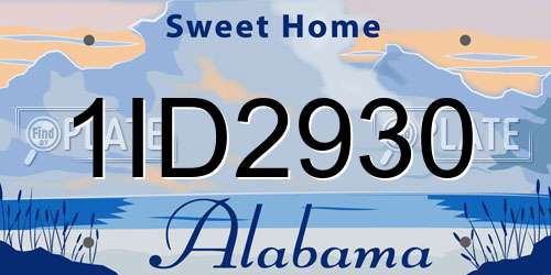 1ID2930 Alabama License Plate