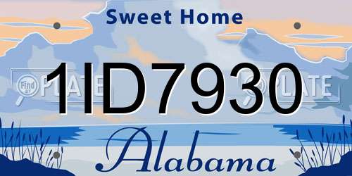 1ID7930 Alabama License Plate