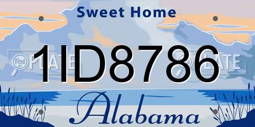 1ID8786 Alabama License Plate