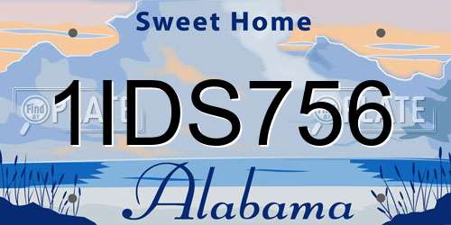 1IDS756 Alabama License Plate