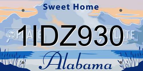 1IDZ930 Alabama License Plate