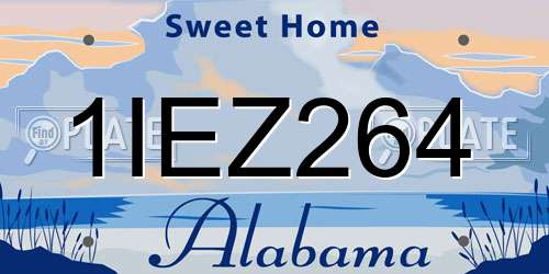 1IEZ264 Alabama License Plate