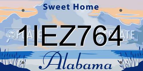 1IEZ764 Alabama License Plate