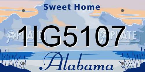 1IG5107 Alabama License Plate