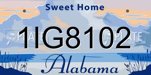 1IG8102 Alabama License Plate