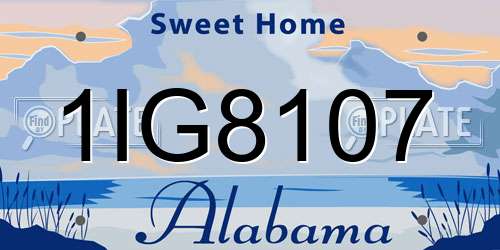 1IG8107 Alabama License Plate