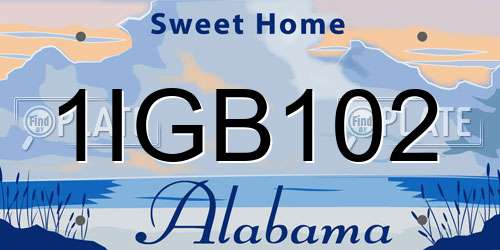 1IGB102 Alabama License Plate