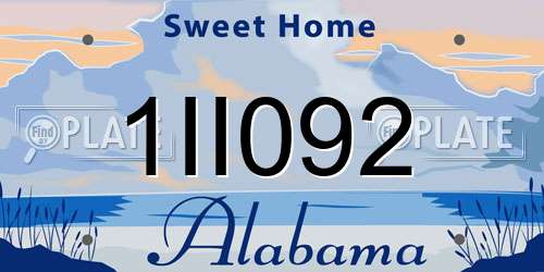 1II092 Alabama License Plate