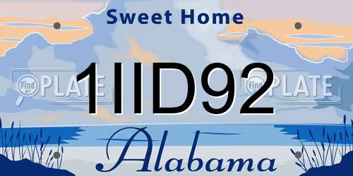 1IID92 Alabama License Plate