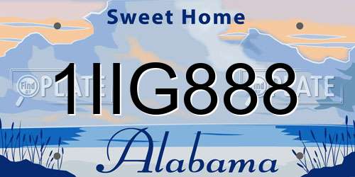 1IIG888 Alabama License Plate