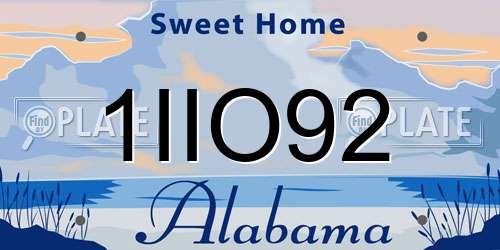1IIO92 Alabama License Plate