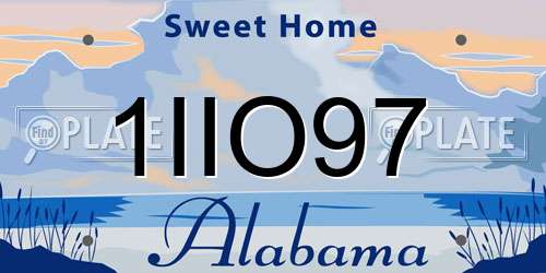 1IIO97 Alabama License Plate