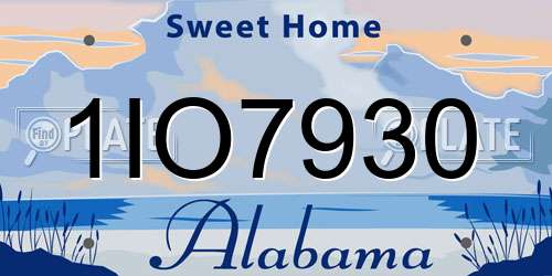 1IO7930 Alabama License Plate