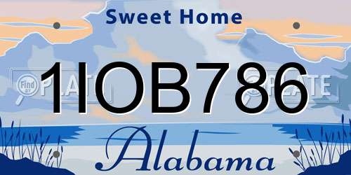 1IOB786 Alabama License Plate