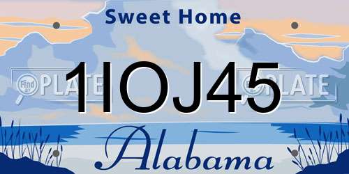 1IOJ45 Alabama License Plate