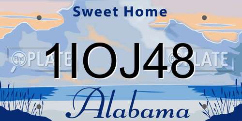 1IOJ48 Alabama License Plate