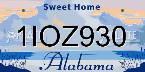 1IOZ930 Alabama License Plate