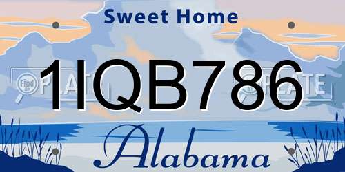 1IQB786 Alabama License Plate