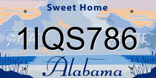 1IQS786 Alabama License Plate