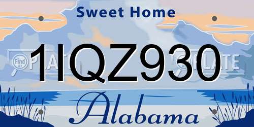 1IQZ930 Alabama License Plate