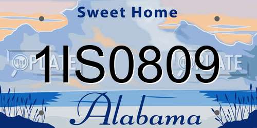1IS0809 Alabama License Plate
