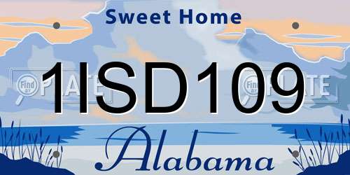 1ISD109 Alabama License Plate