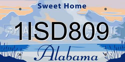 1ISD809 Alabama License Plate