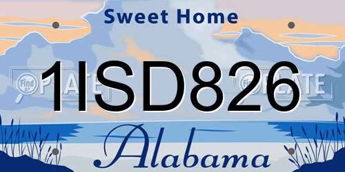1ISD826 Alabama License Plate