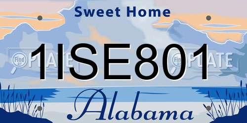 1ISE801 Alabama License Plate