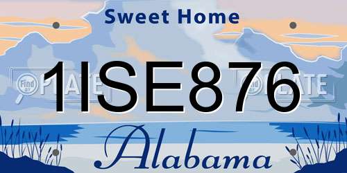 1ISE876 Alabama License Plate