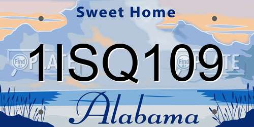 1ISQ109 Alabama License Plate
