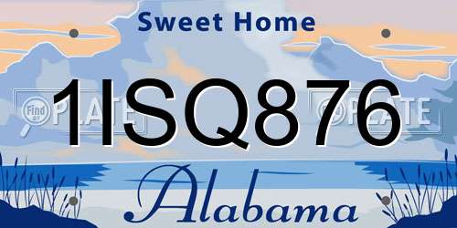 1ISQ876 Alabama License Plate