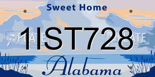 1IST728 Alabama License Plate