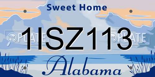 1ISZ113 Alabama License Plate