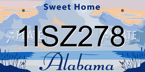 1ISZ278 Alabama License Plate