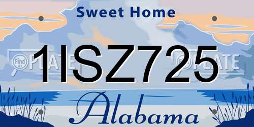 1ISZ725 Alabama License Plate