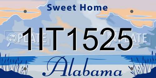 1IT1525 Alabama License Plate