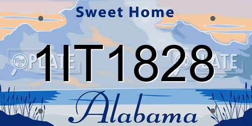 1IT1828 Alabama License Plate