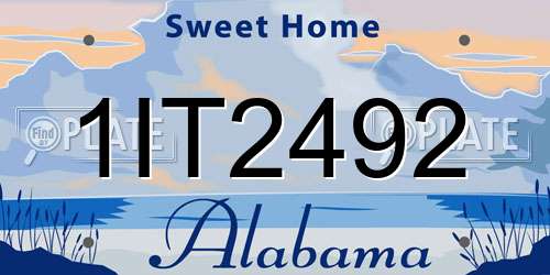 1IT2492 Alabama License Plate