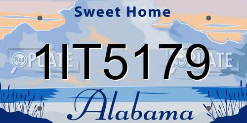 1IT5179 Alabama License Plate