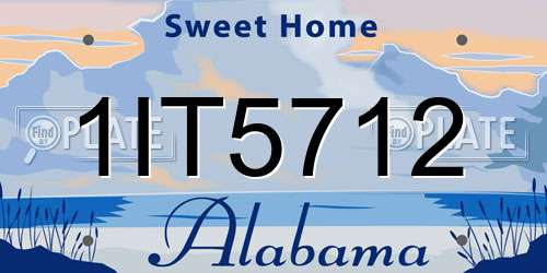 1IT5712 Alabama License Plate