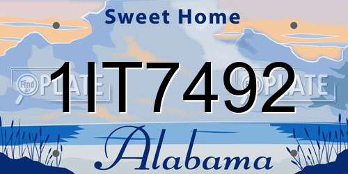 1IT7492 Alabama License Plate