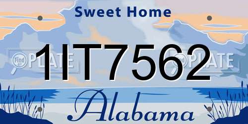 1IT7562 Alabama License Plate
