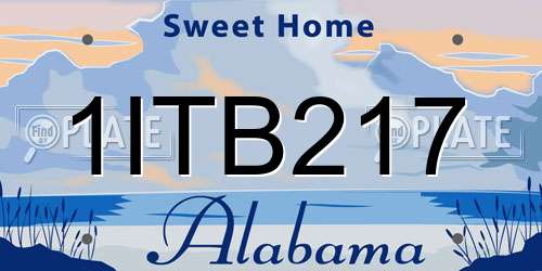 1ITB217 Alabama License Plate